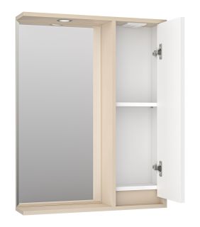 Зеркальный шкаф с подсветкой Brevita Balaton BAL-04065-03-01П правый 65см белый/бежевый